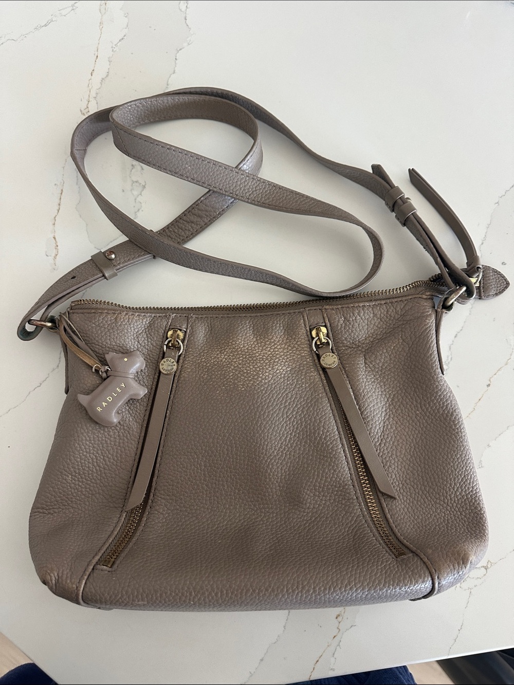 Bradley Taupe Leather Crossbody Bag